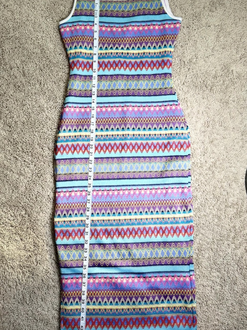 Multicolor Striped Zigzag Midi Tank Dress - Purple Accent - Picture 1 of 6